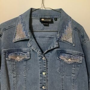 CHRISTINE ALEXANDER DenimJacket with Clear/Blue Crystals